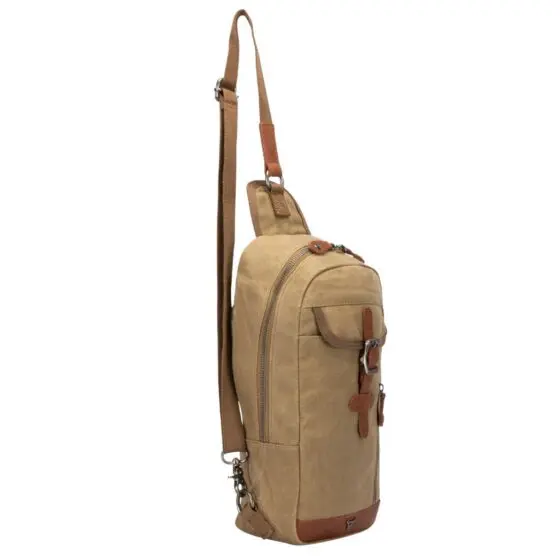 Brando Duvall Chestbag Crossbody 4123 Khaki Brown Front3qrtr