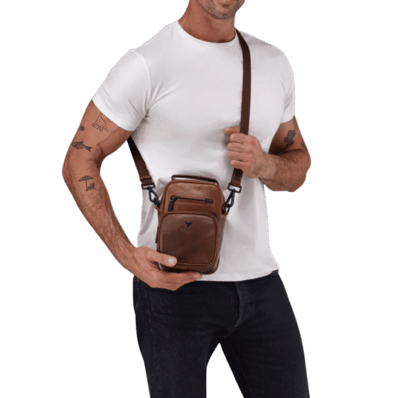 Brando James 3353 Leather crossbody brown lifestyle png