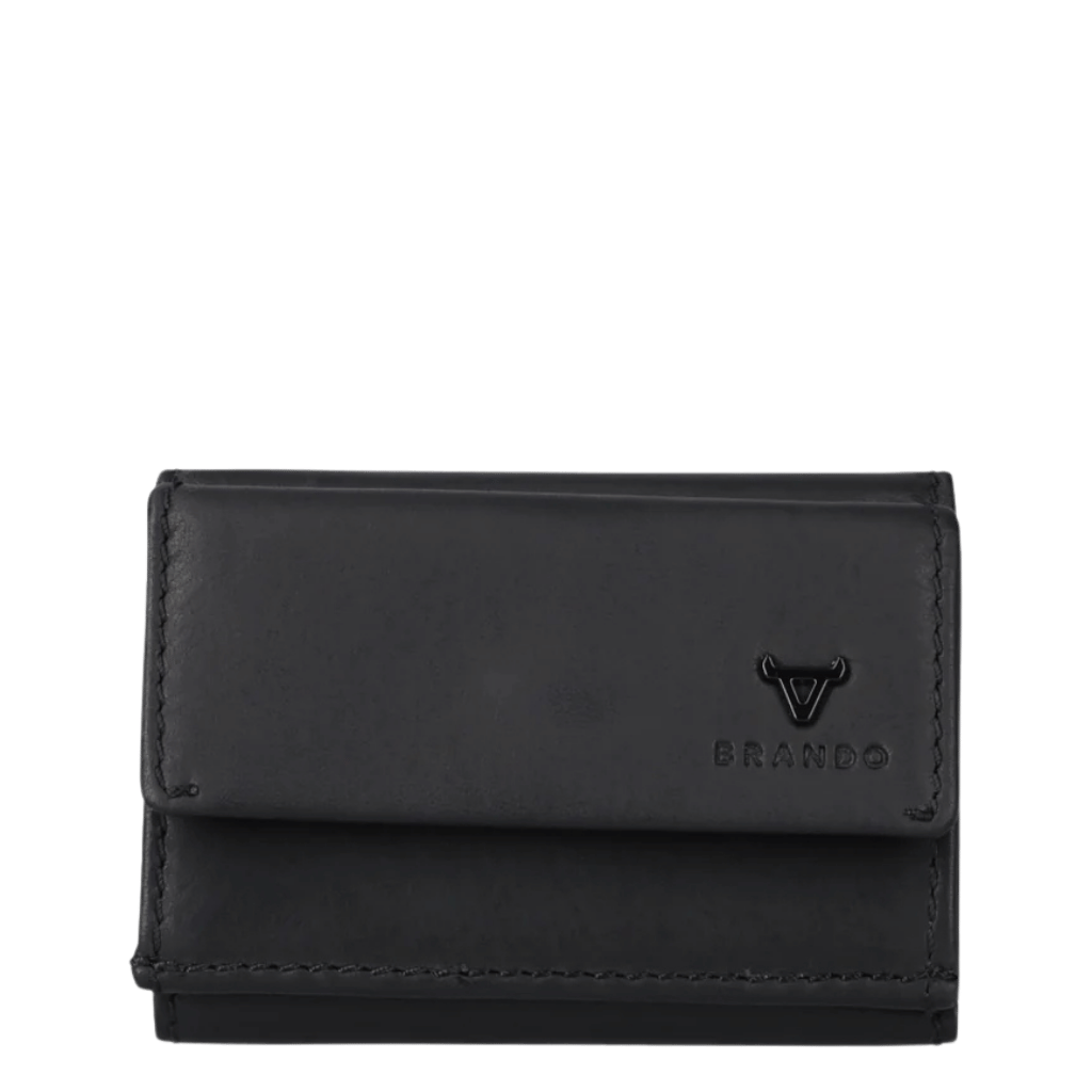 Brando James Leather TRifold Wallet 6667 black front primary png