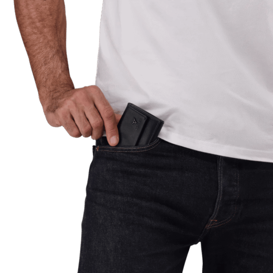 Brando James Leather TRifold Wallet 6667 black lifestyle png