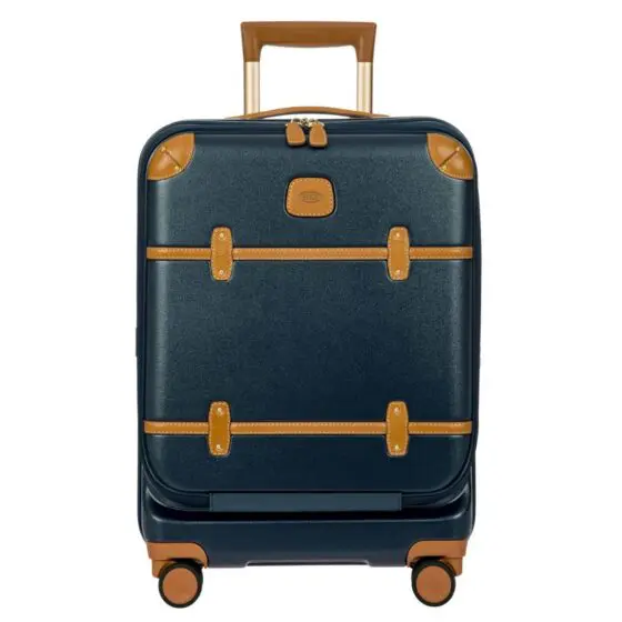 Brics Bellagio 55cm Carry On Front Organiser Pocket Blue Front Handle Down