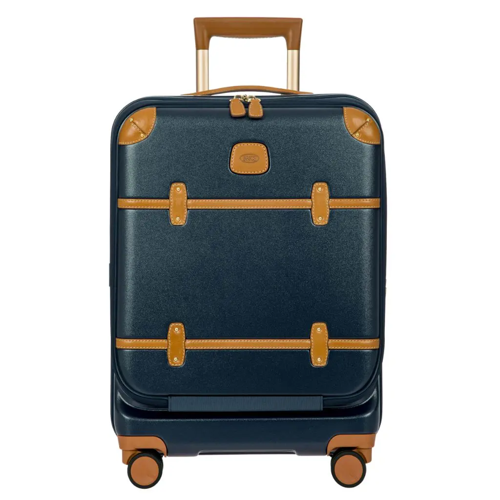 Brics Bellagio 55cm Carry On Front Organiser Pocket Blue Front Handle Down