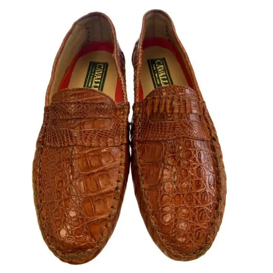 Cavalli Crocodile Unisex Drivers Shoe Cognac Main jpg