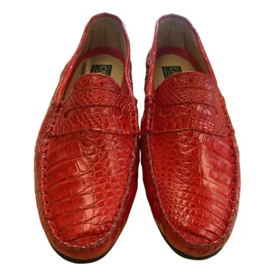 Cavalli Crocodile Unisex Drivers Shoe REd front jpg