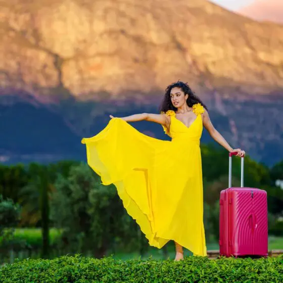 Celini Xpedition Trunk Spinner Lifestyle Red 4