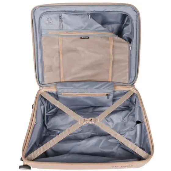 Cellini Qwest Spinner Luggage expander 869 Rock Brown Carry on interior jpg