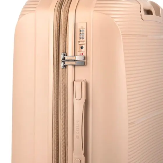 Cellini Qwest Spinner Luggage expander 869 Rock Brown TSA lock jpg