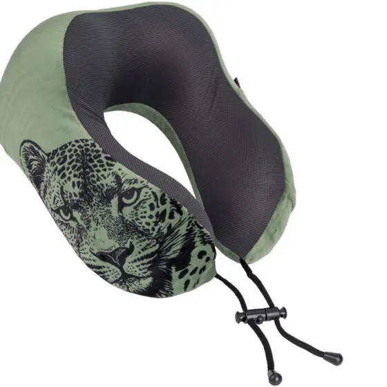 Cellini Safari Leopard IB33074 Neck Pillow with pouch green front full jpg