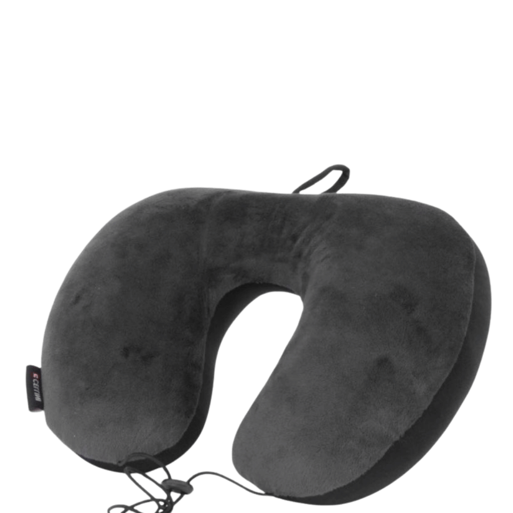 Cellini Suede microbead travel pillow 33056 black front3qrtr primary transp