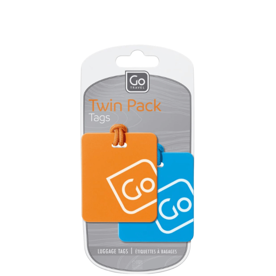 DEsign Go Twin Pack luggage Tags Orange Blue ST152 101 package primary transparent