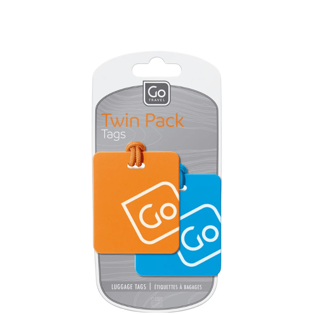 DEsign Go Twin Pack luggage Tags Orange Blue ST152 101 package primary transparent