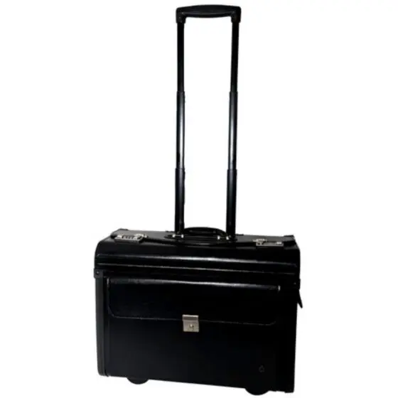 Gino de Vinci LM2179 Leather Pilot Case Black front handle up jpg