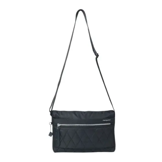 Hedgren Inner City Medium Eye Quilted Black Shoulder Bag Hic176m Front Handle Up