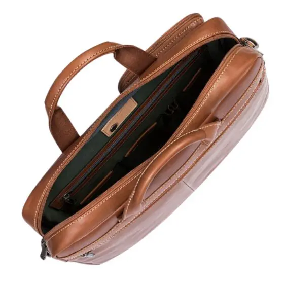 Jekyll Hide 3661 Montana Colt Clay Tan Leather Laptop Business briefcase open jpg
