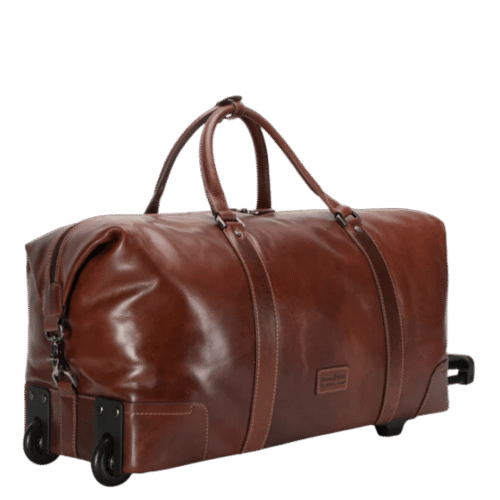 Jekyll and Hide 3690 Oxford Leather trolley duffle mocha brown rear3qrtr png