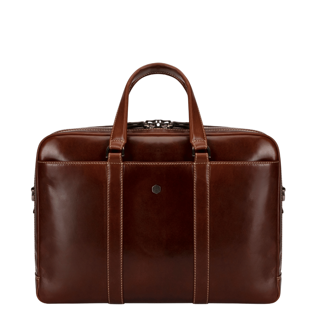 Jekyll and Hide Moccha 17 Laptop Briefcase 3675 brown front png