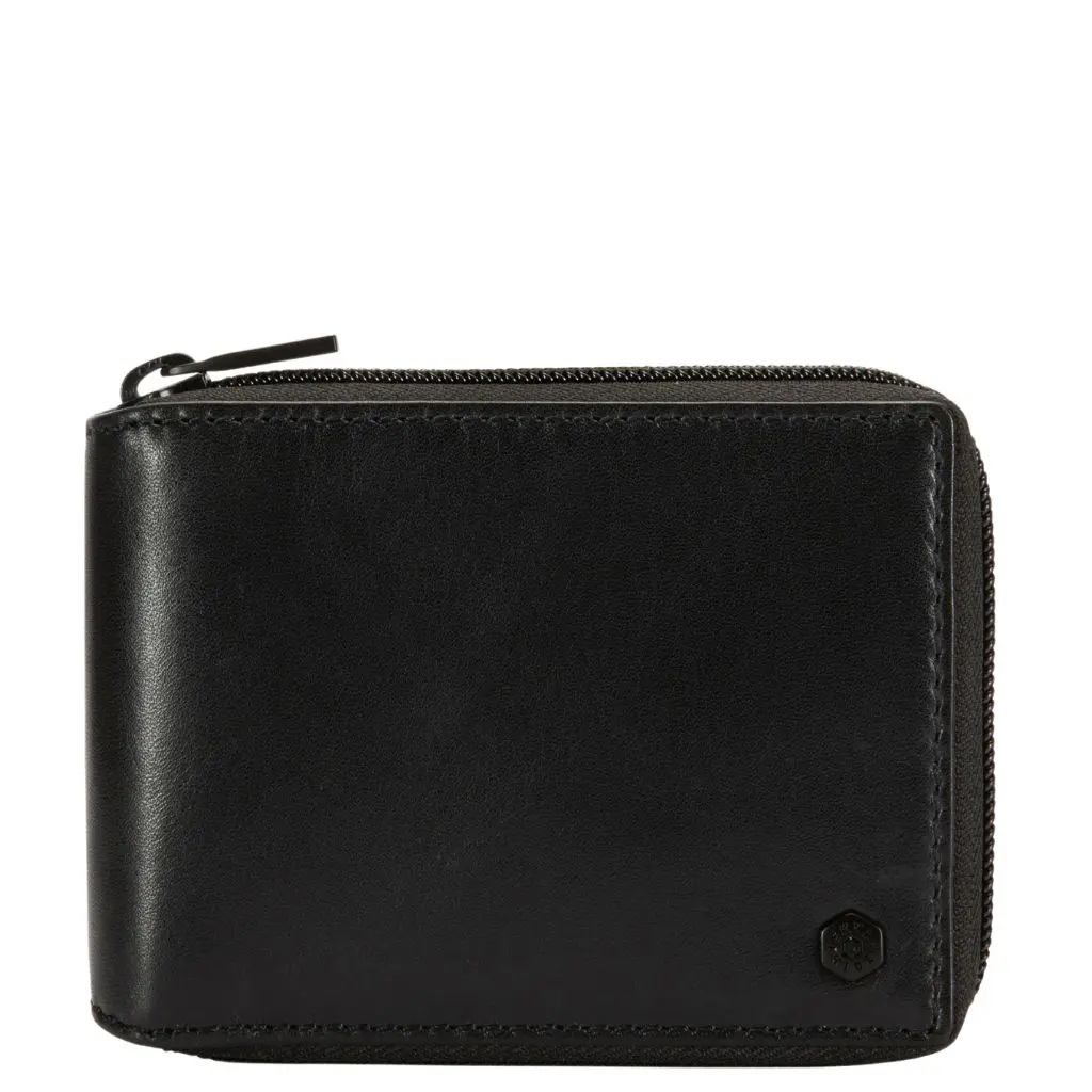 Jekyll and Hide Moccha Zip around wallet 4295 leather black front jpg