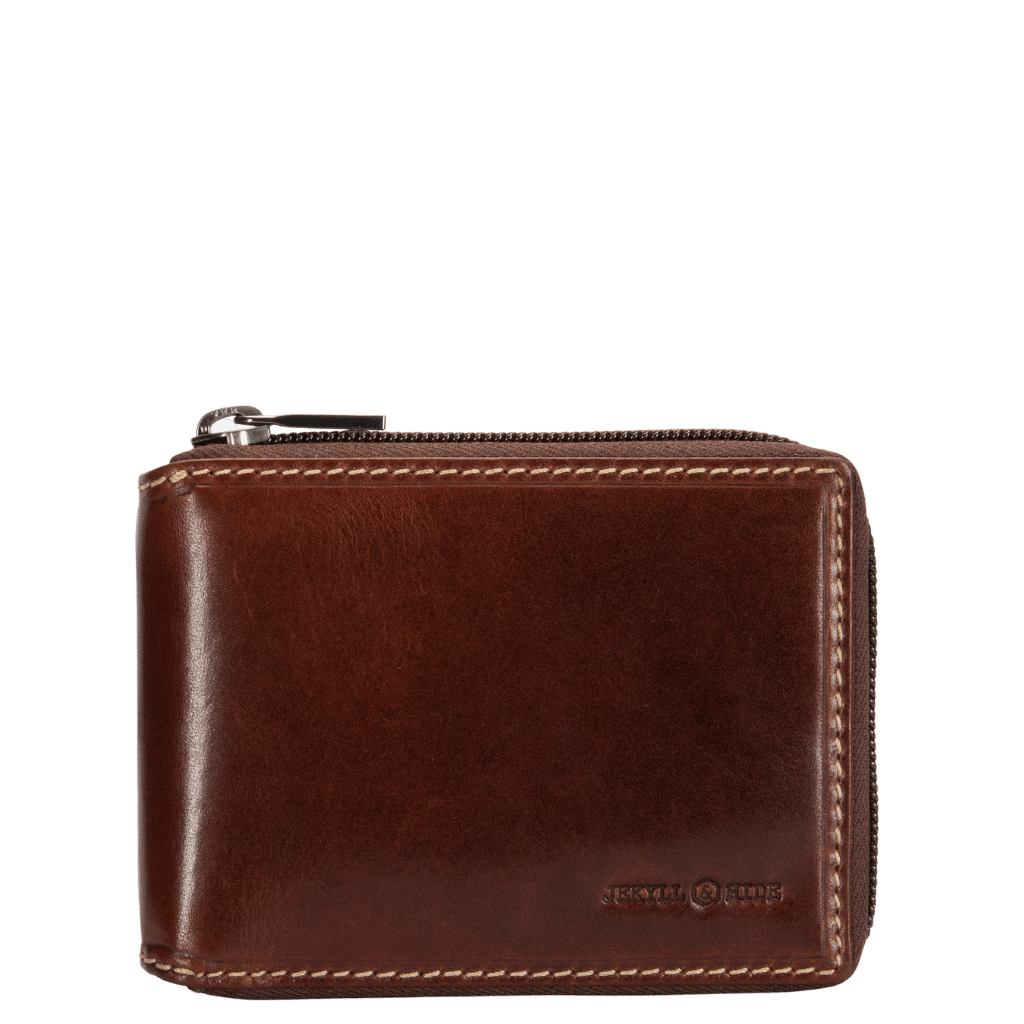 Jekyll and Hide Moccha Zip around wallet 4295 leather brown front primary png