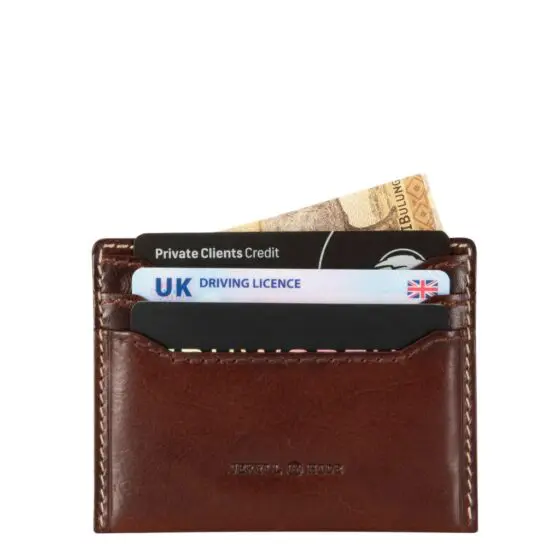 Jekyll and Hide Moccha leather 3628 Slim credit card wallet brown front jpg