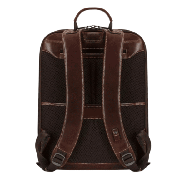 Jekyll and Hide Oxford mocha leather dbl compartment laptop backpack brown rear png