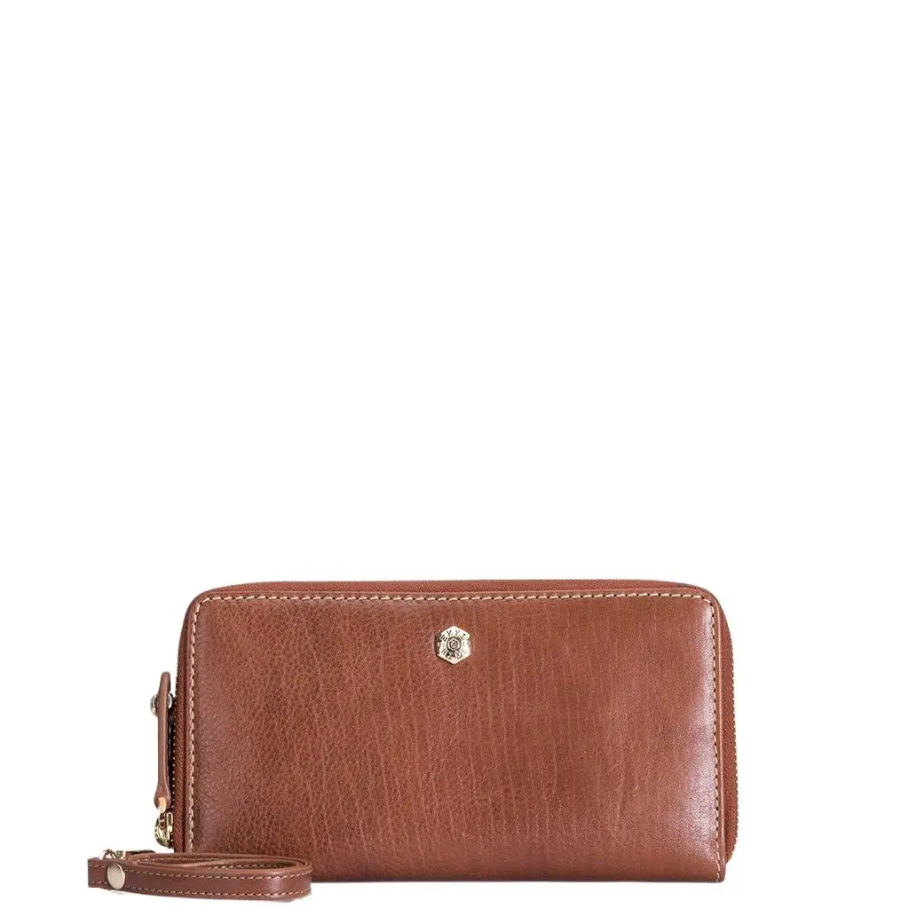 Jekyll and Hide Zulu Leahter Double Wristlet Purse 4317 tan front primary jpg
