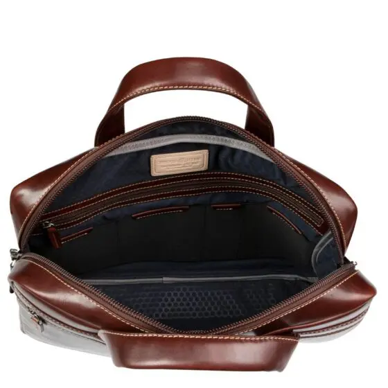 Jekyll and hide Oxford Leather laptop bag moccha brown interior1 jpg