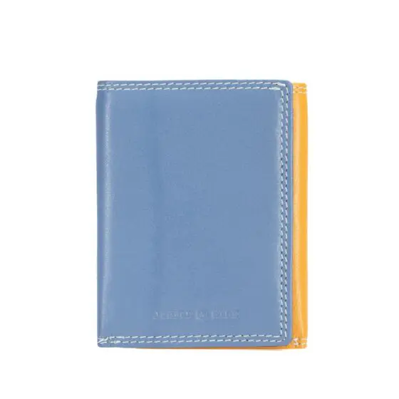 Jekylland Hide Caribbean Leather Trifold Purse 3624 Blue Yellow Front