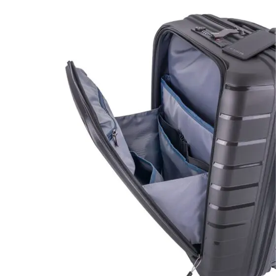 Microlite Business 55cm Easy Access Carry On Spinner 86651 Hard Front Black Front Orgnaiser