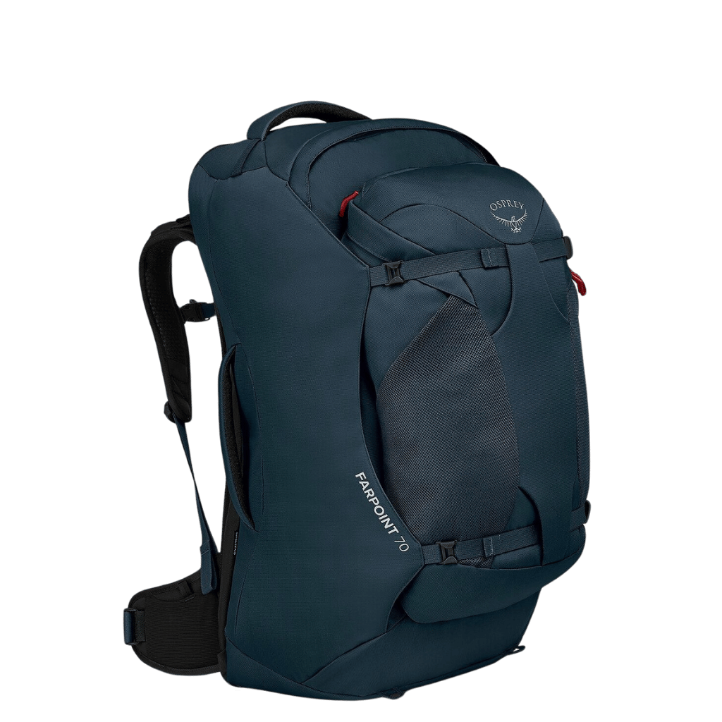 Osprey Farpoint Mens TRavel Collection 70 Muted space blue front3qrtr primary png