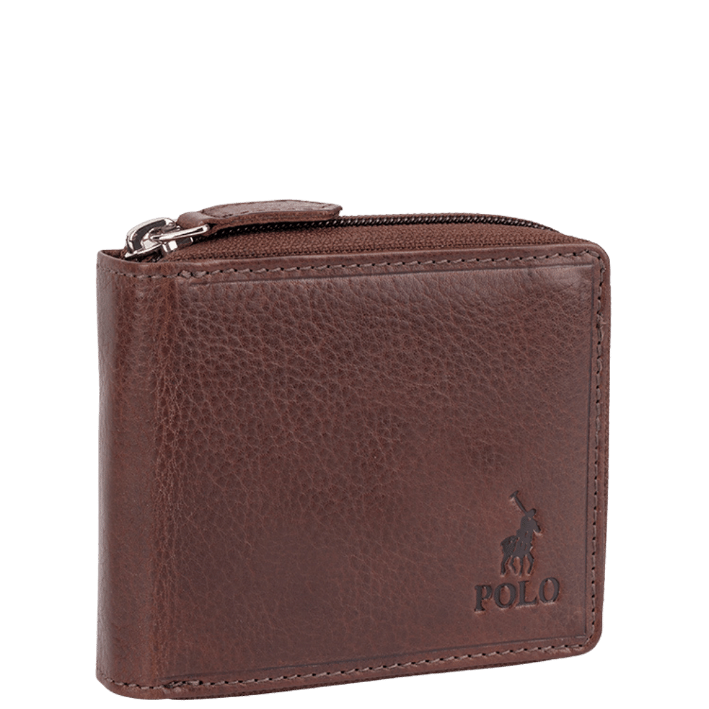 Polo Chobe POS59926 Leather zip aroud wallet brown front3qrtr png