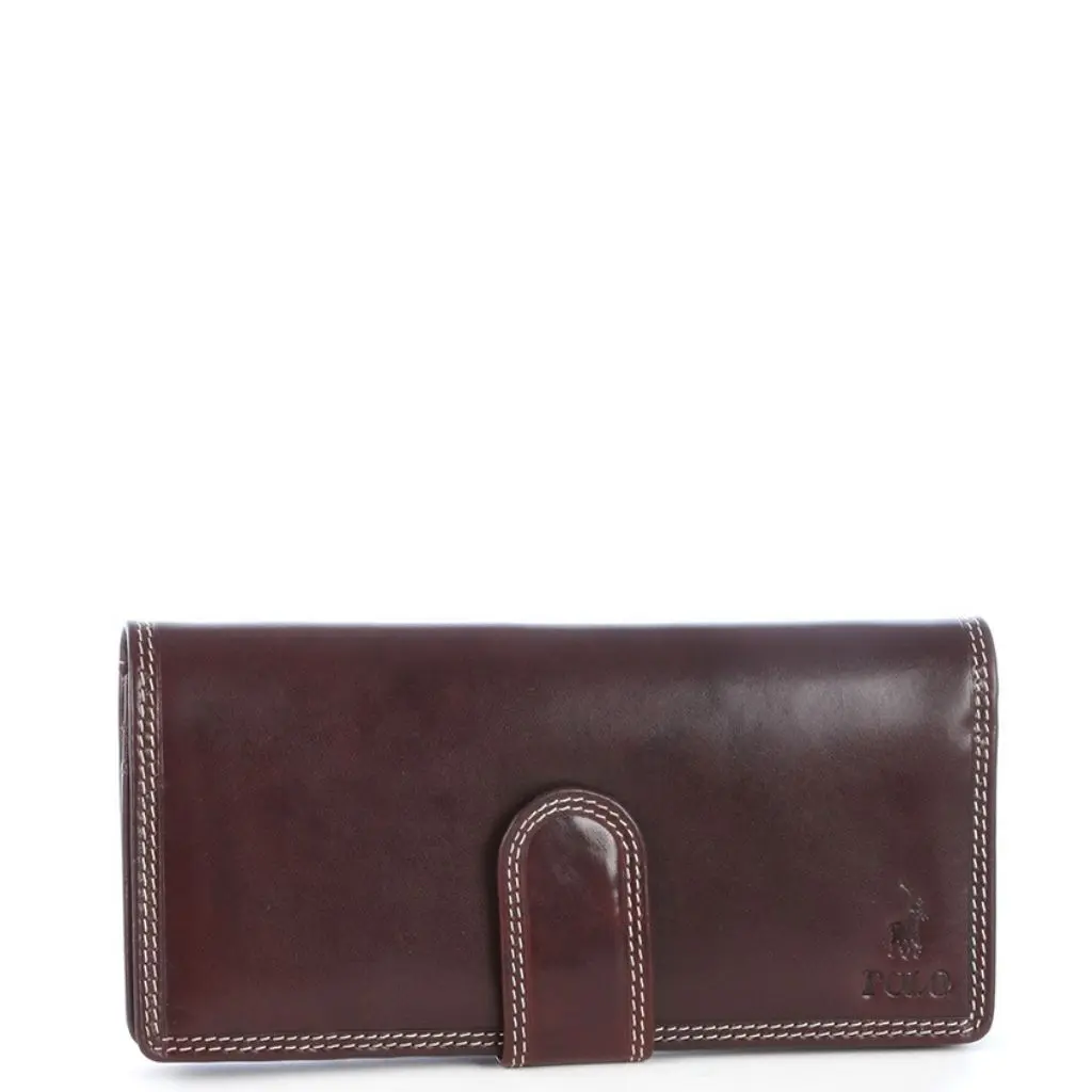 Polo Kenya Leather Concertina Purse PO45090 brown front primary jpg