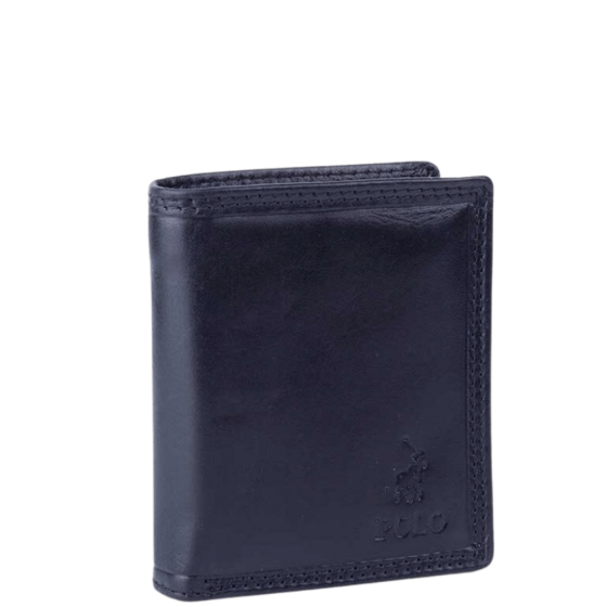 Polo Kenya Leather Wallet PO45005 Billfold Extra CC Flap black front3qrtr transp