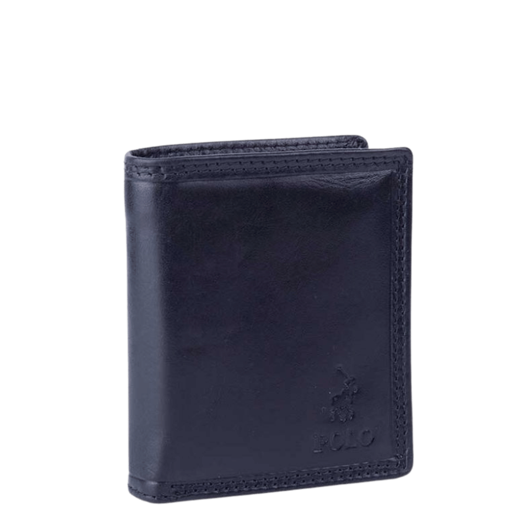Polo Kenya Leather Wallet PO45005 Billfold Extra CC Flap black front3qrtr transp
