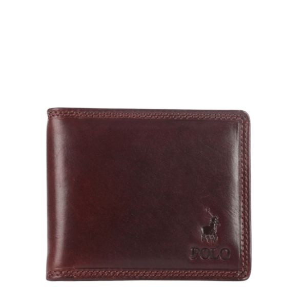 Polo Kenya Leather Wallet PO45009 Brown Billfold with coin pouch front transp