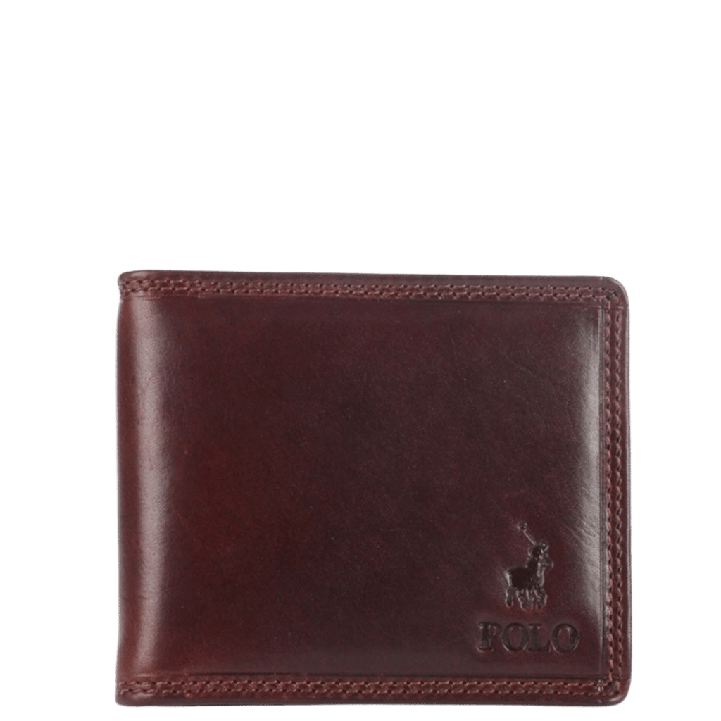 Polo Kenya Leather Wallet PO45009 Brown Billfold with coin pouch front transp