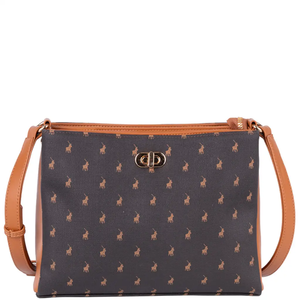Polo New Iconic POS43222 Multicompartment sling Brown front jpg