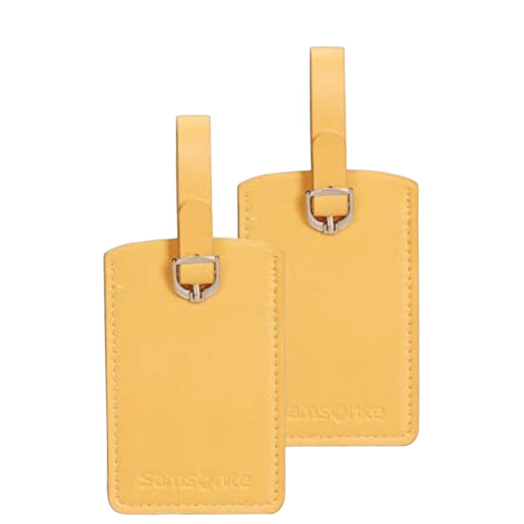Samonite Global TA sunflower yellow luggage Tags twinset front transp