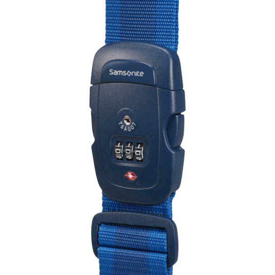 Samsonite Global TA TSA lock and strap midnight blue front primary