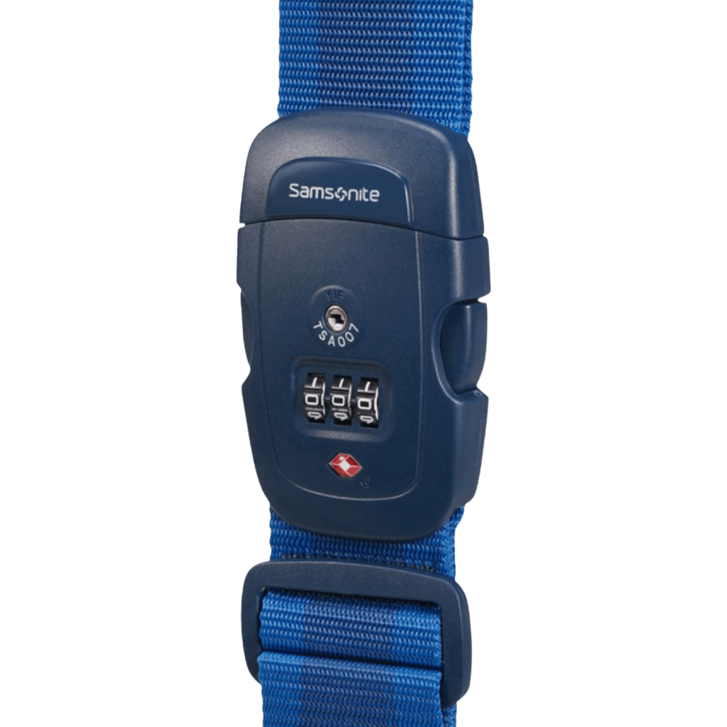 Samsonite Global TA TSA lock and strap midnight blue front primary