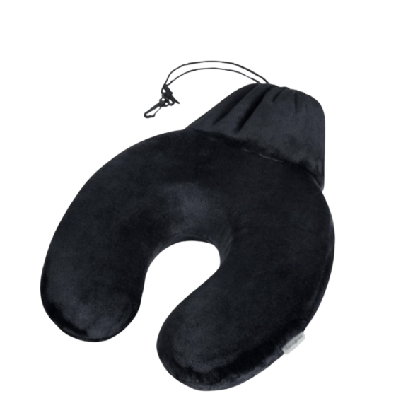 Samsonite Global Ta memory foam pillow and pouch black front3qrtr primary transparent