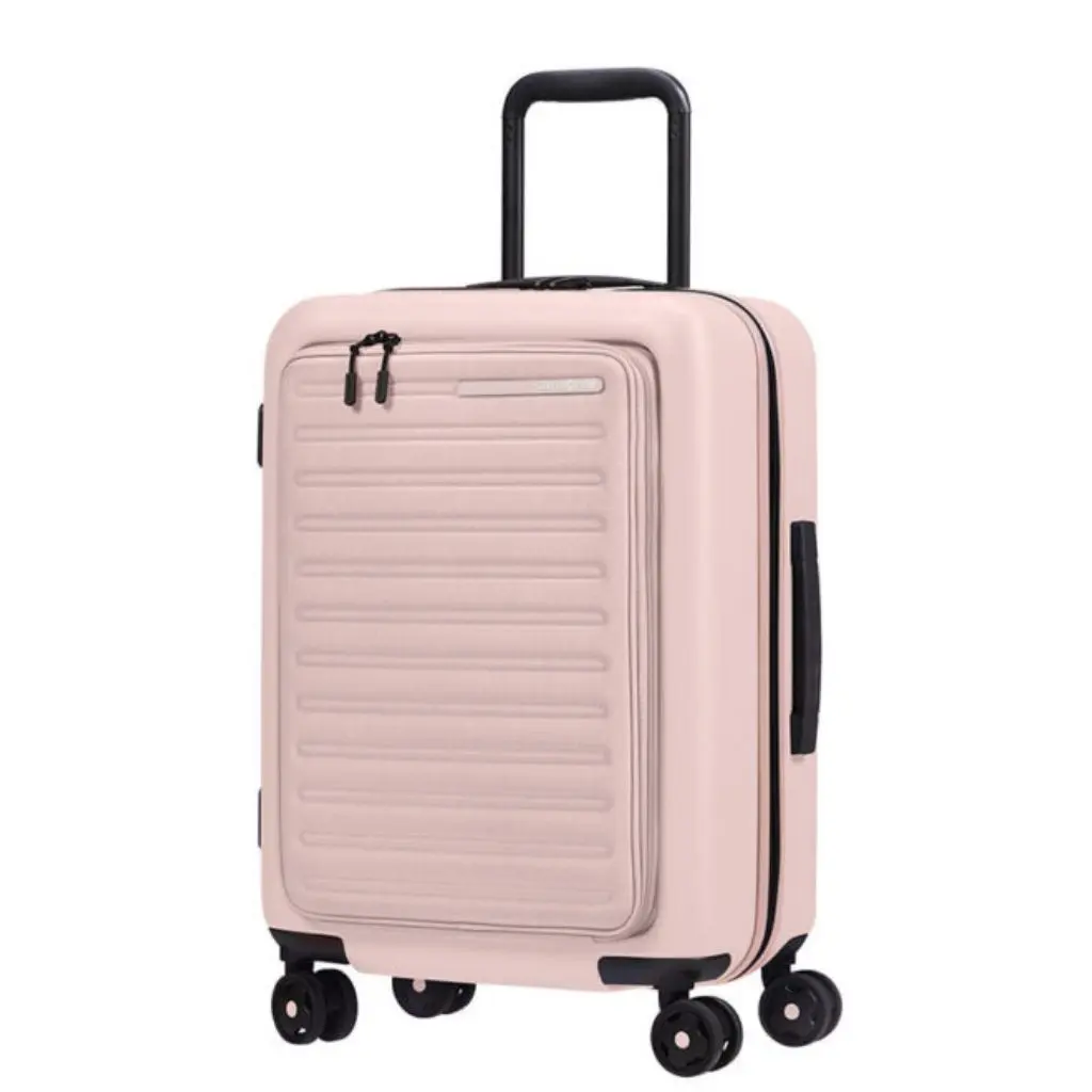 Samsonite Stackd 55cm easy access expandable Spinner KF1 Rose Pink frontqrtr jpg