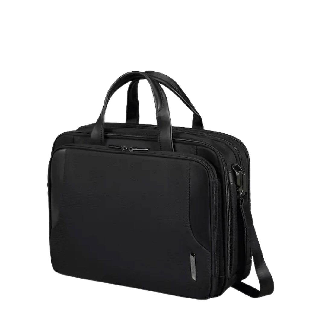 Samsonite XBR 2 Briefcase Black expander front3qrtr primary png