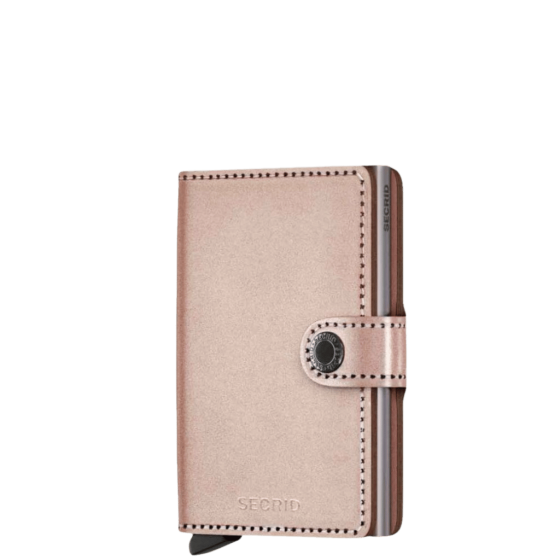 Secrid Miniwallet Metallic MME Rose Gold front3qrtr transp