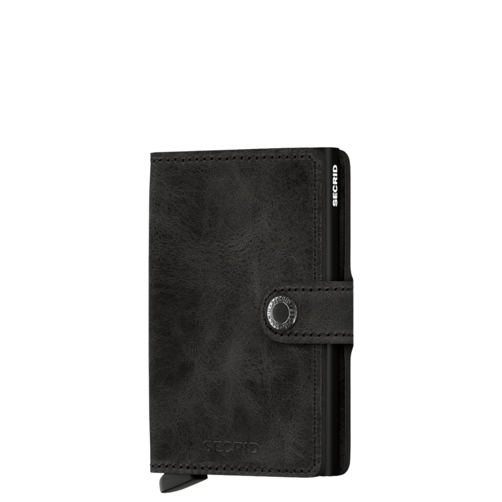 Secrid Miniwallet Vintage MV Leather Black front3qrtr transp