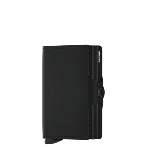 Secrid Twinwallet Matte black leather CCTM front3qrtr transp