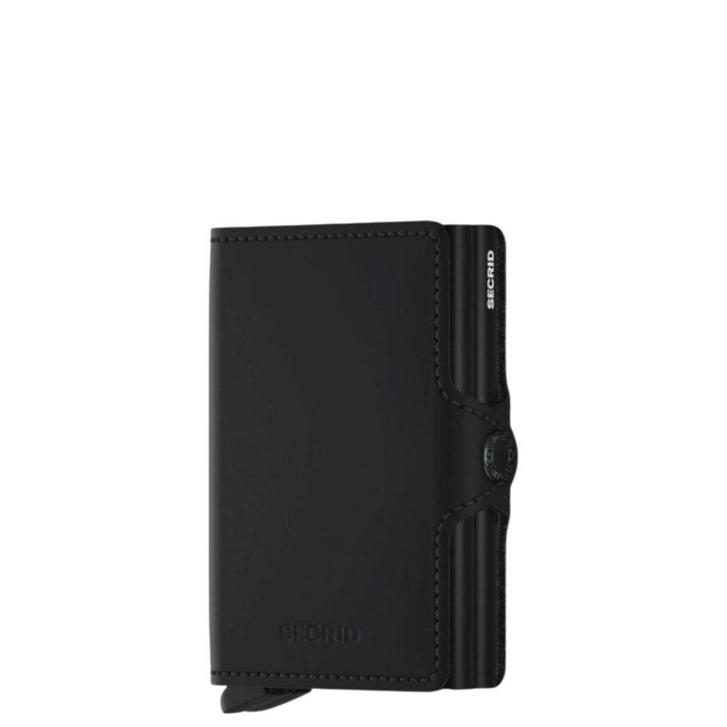 Secrid Twinwallet Matte black leather CCTM front3qrtr transp