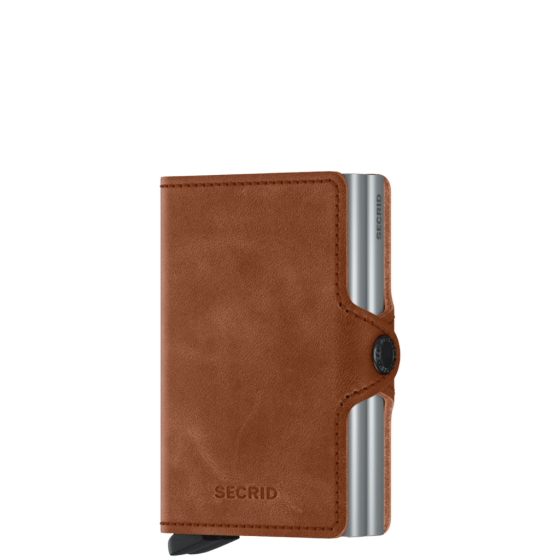 Secrid Twinwallet Vintage CCTV cognac front3qrtr transp