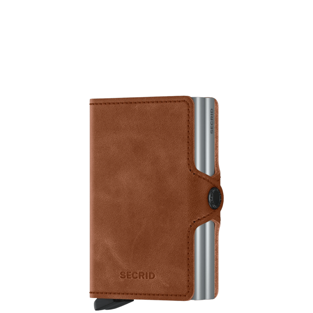 Secrid Twinwallet Vintage CCTV cognac front3qrtr transp