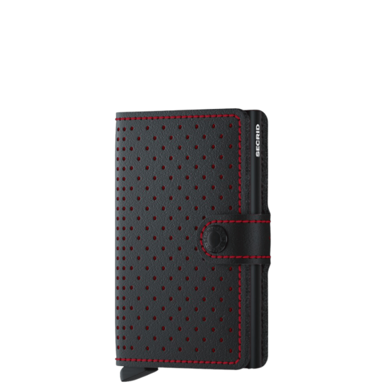 Secrid miniwallet perforated CCMPF Black Red with tab front3qrtr transp