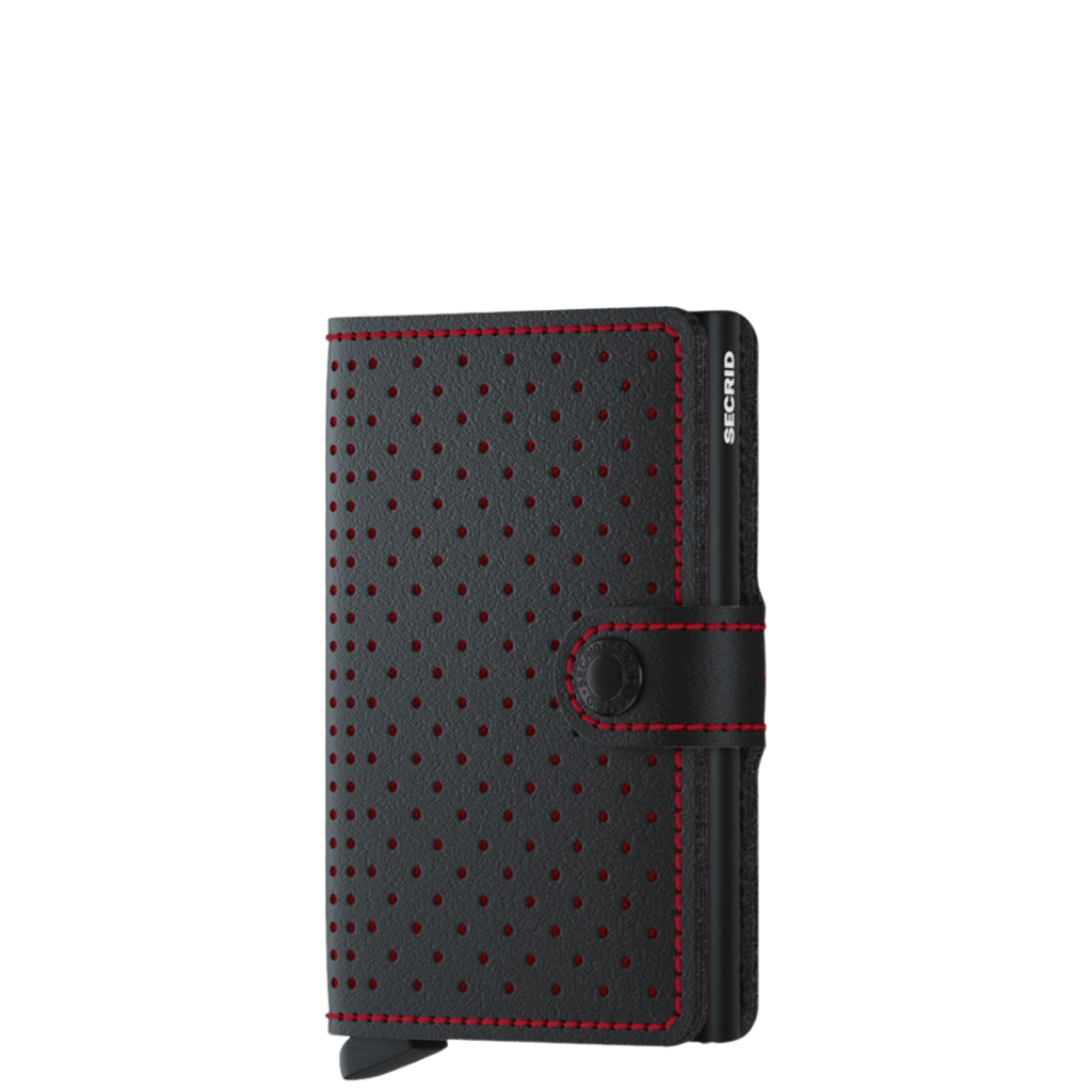 Secrid miniwallet perforated CCMPF Black Red with tab front3qrtr transp